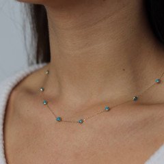 Sıralı Mini Mavi Kolye