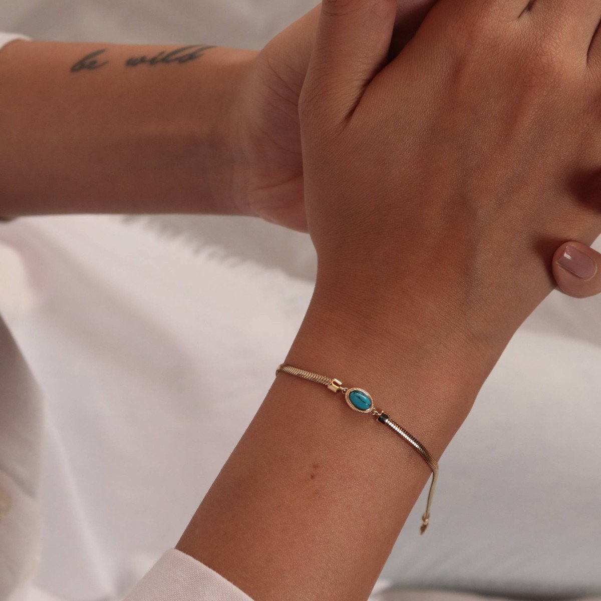 Taşlı Balık Sırtı Bileklik