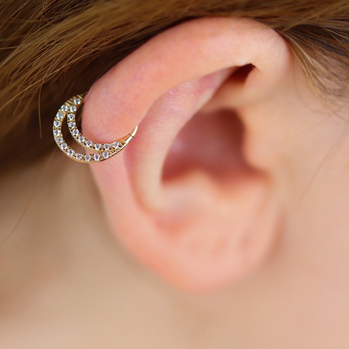 Taşlı İkili Halka Piercing