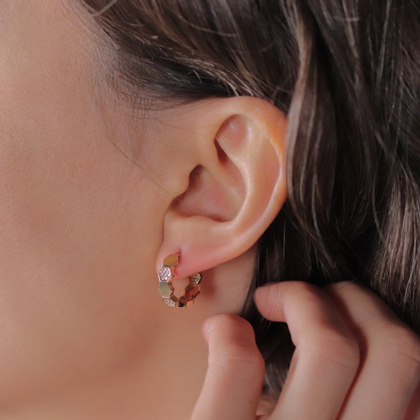 Gemstone Honeycomb Hoop Earrings