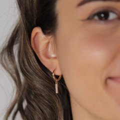 Taşlı Çubuk Halka Küpe