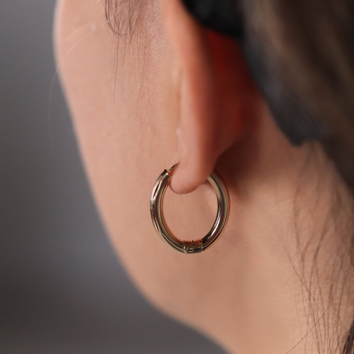 Çizgili Elips Küpe