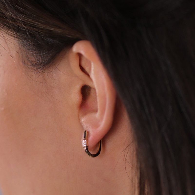 Taşlı V Halka Küpe