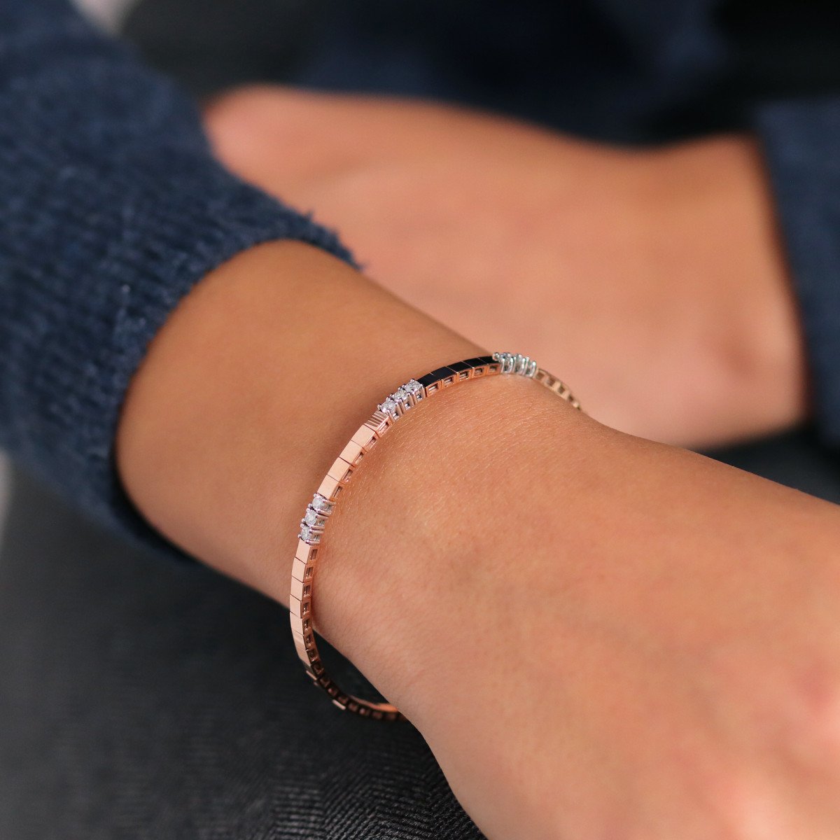 Sıralı Kare Pırlanta Bilezik