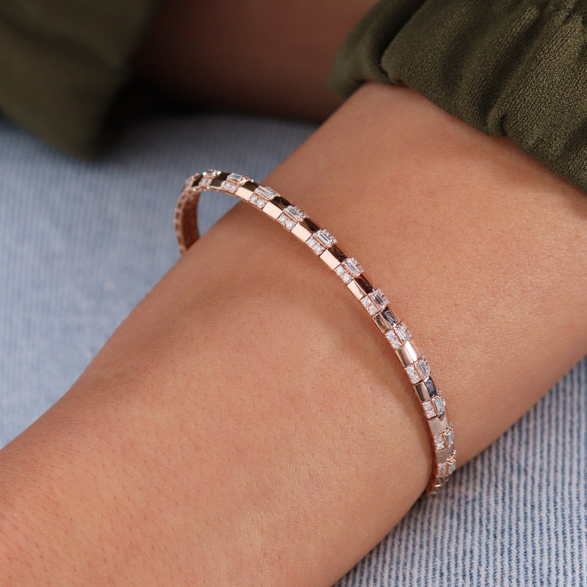 Sıralı Kare Pırlanta Bilezik