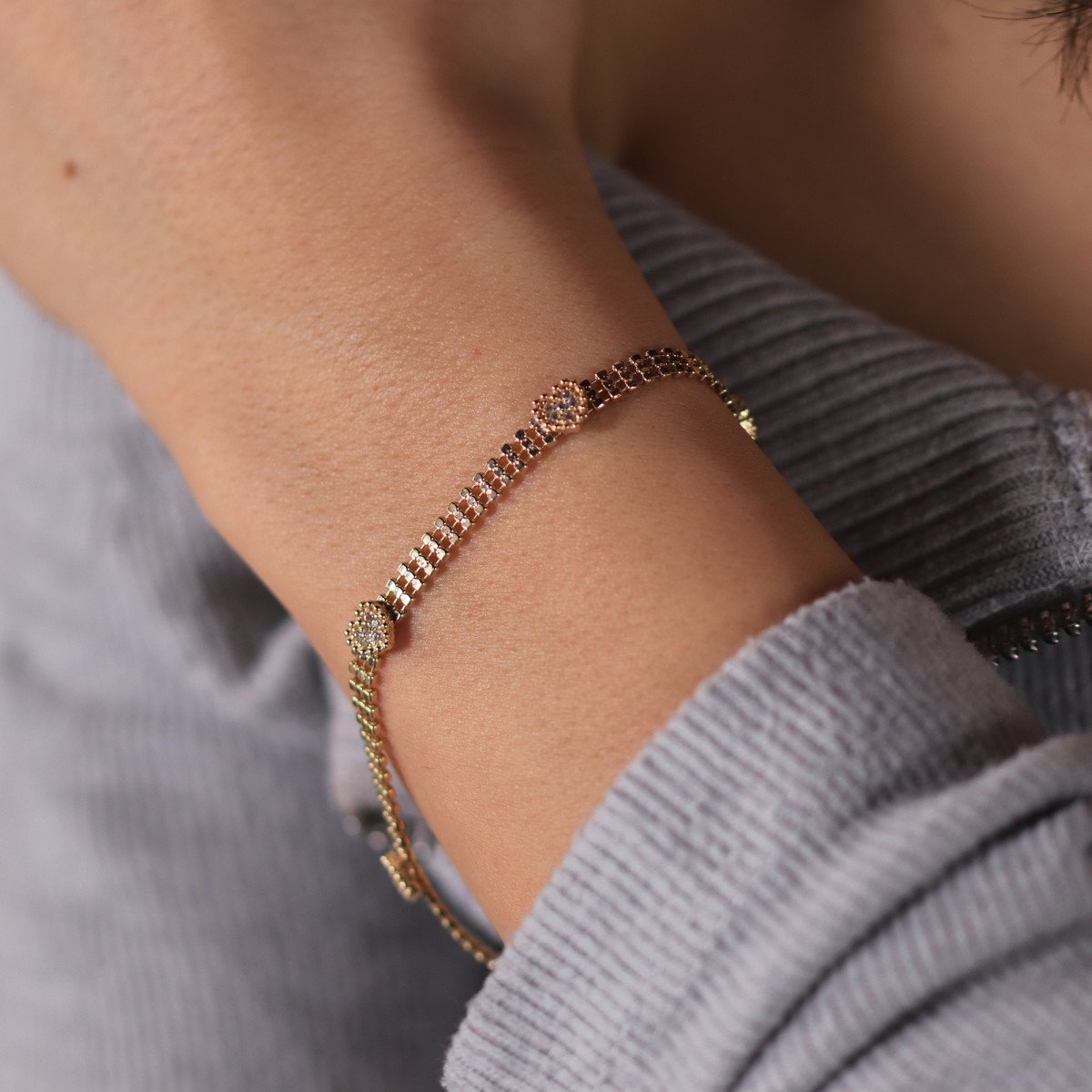 Taşlı Kalp Bileklik