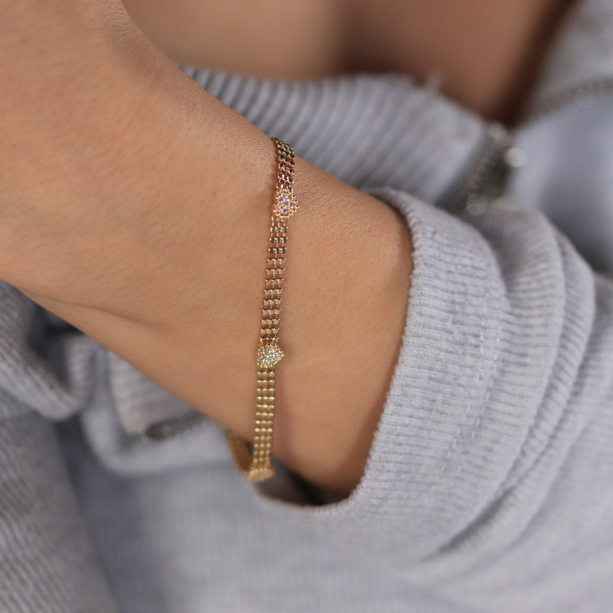 Taşlı Kalp Bileklik