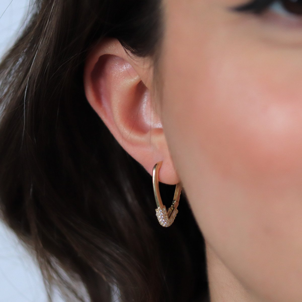 Taşlı Üçgen Küpe