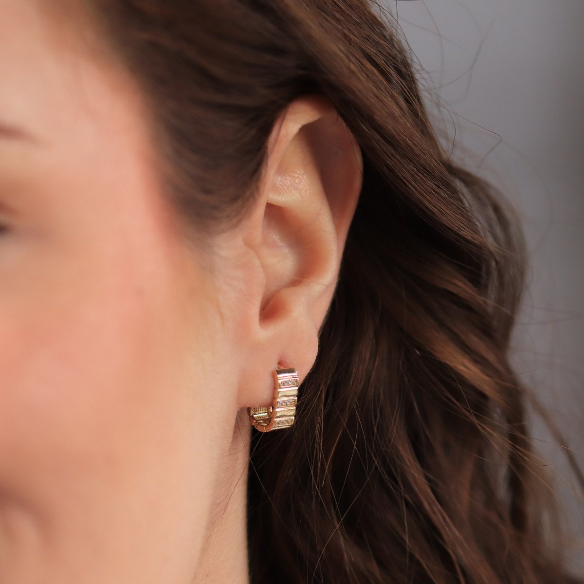 Çizgili Elips Küpe