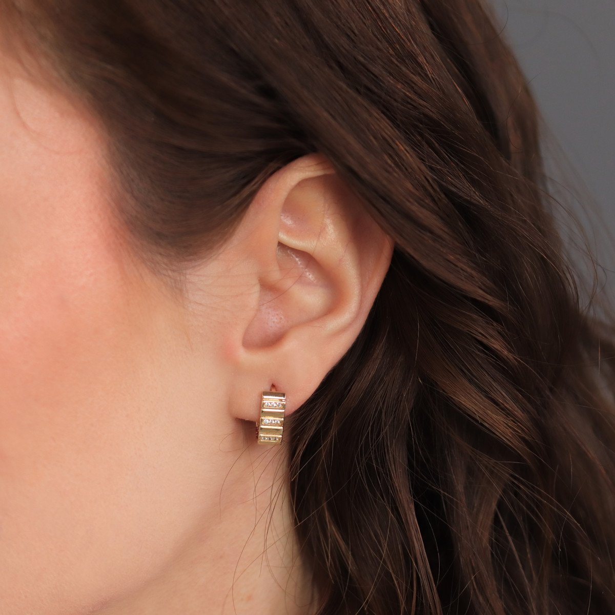 Çizgili Elips Küpe