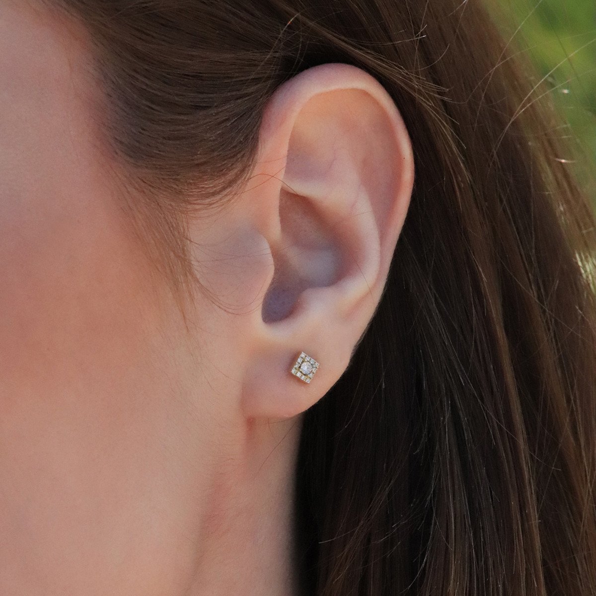 Kare Pırlanta Küpe