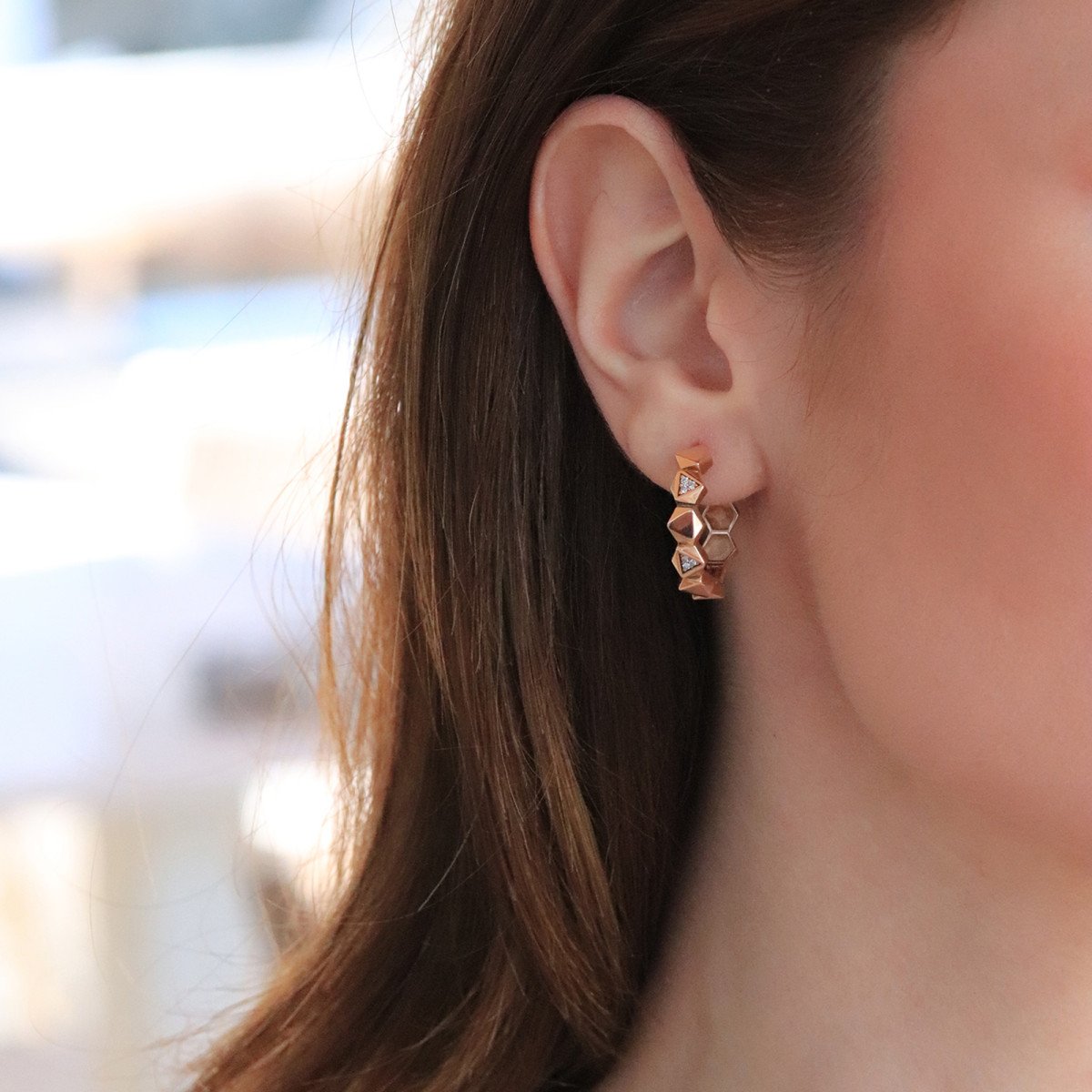 Altıgen Prizma Pırlanta Küpe