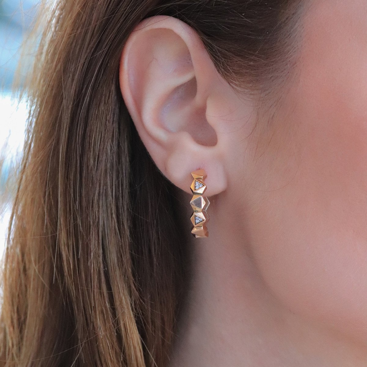 Altıgen Prizma Pırlanta Küpe