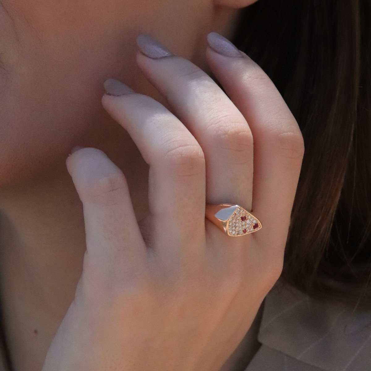 Tasarım Üçgen Pırlanta Yüzük