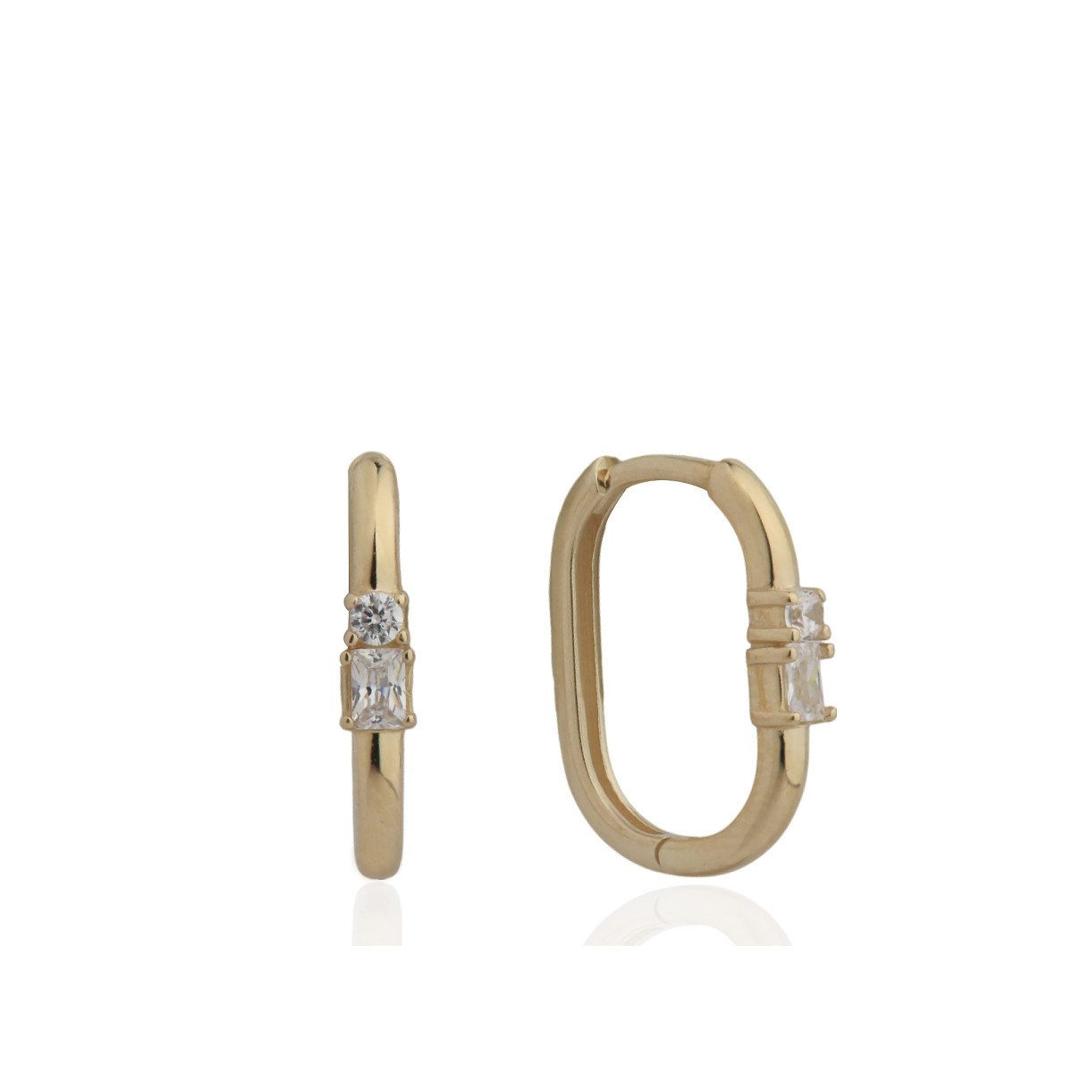 Mini Taşlı Elips Küpe