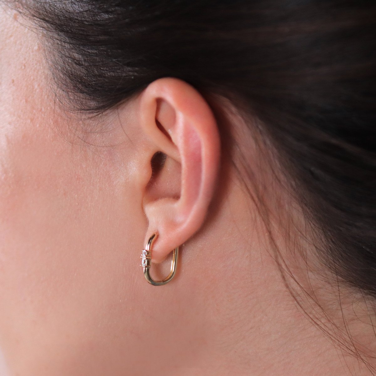 Mini Taşlı Elips Küpe