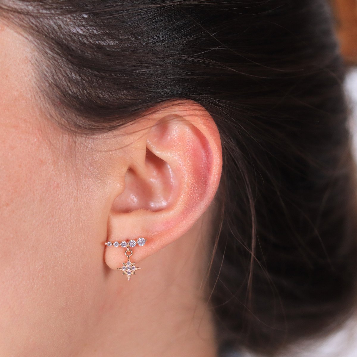 Taşlı Yıldız Küpe