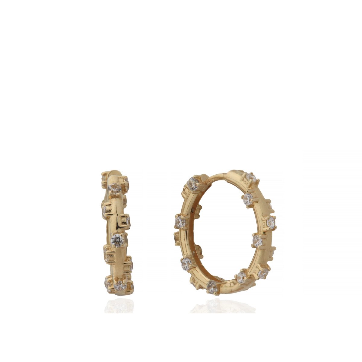 Mini Taşlı Halka Küpe