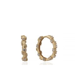 Mini Taşlı Halka Küpe