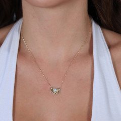 Yarım Daire Opal Kolye