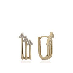 Taşlı Ok Elips Küpe