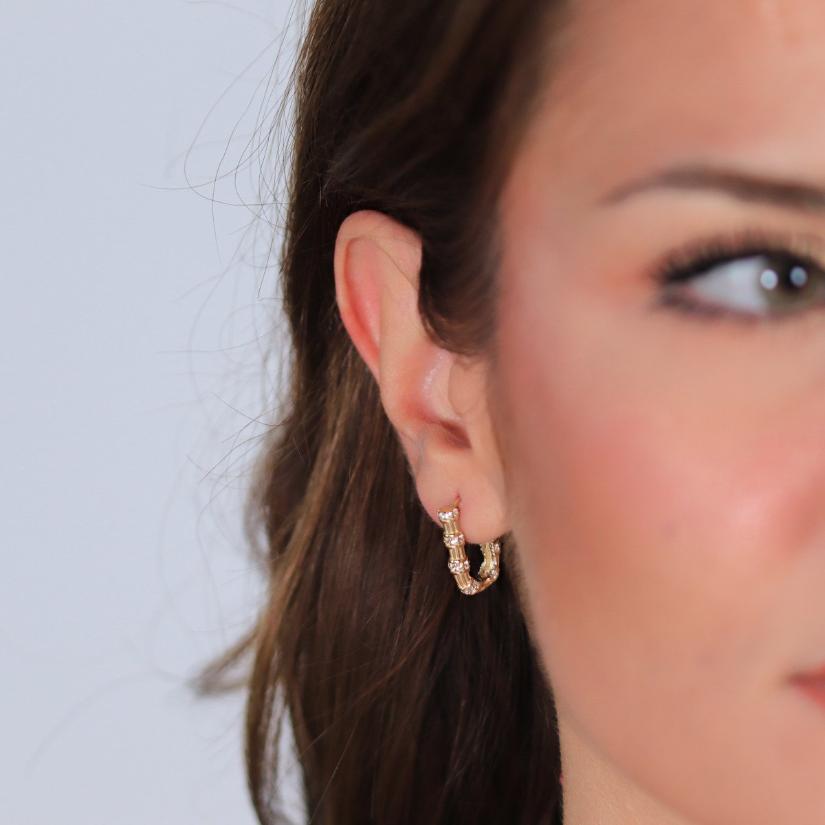 Çizgili Elips Küpe