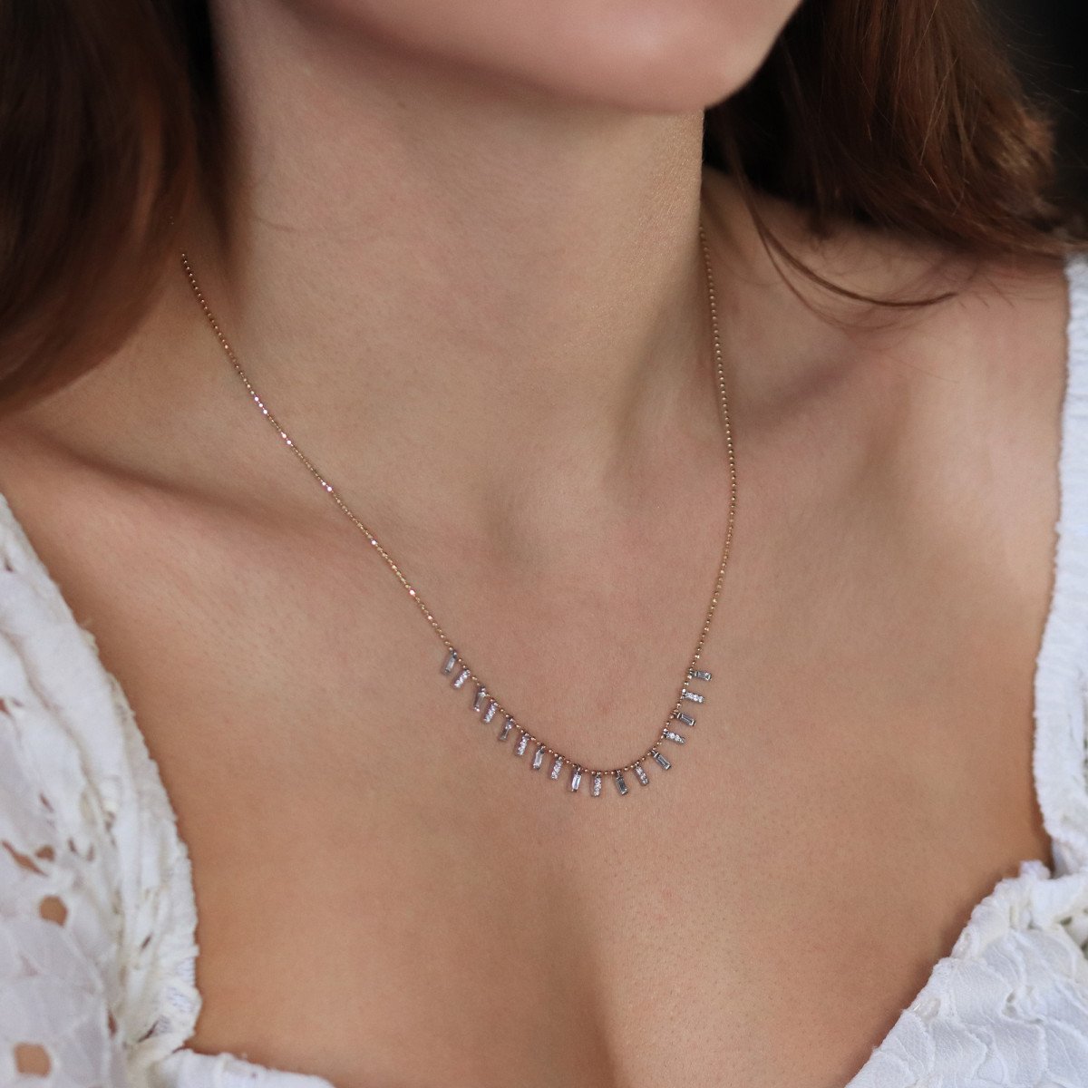 Sıralı Pırlanta Kolye