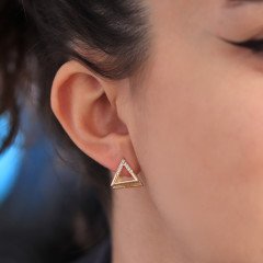 Taşlı Üçgen Küpe