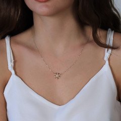 Taşlı Çiçek Kolye