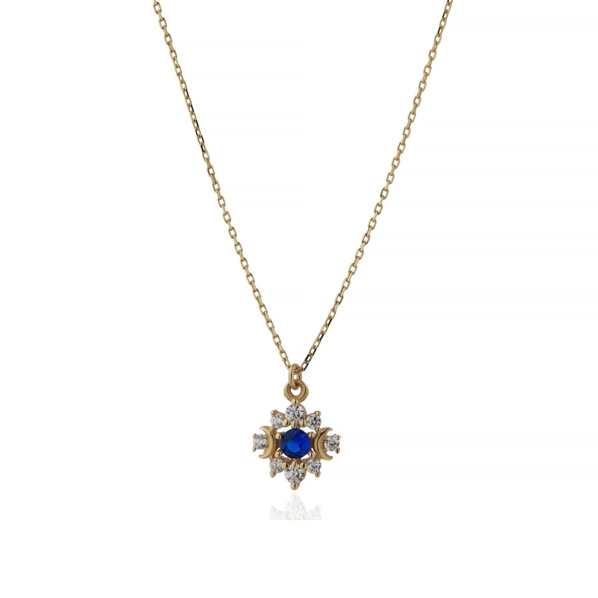 Lacivert Taşlı Kolye