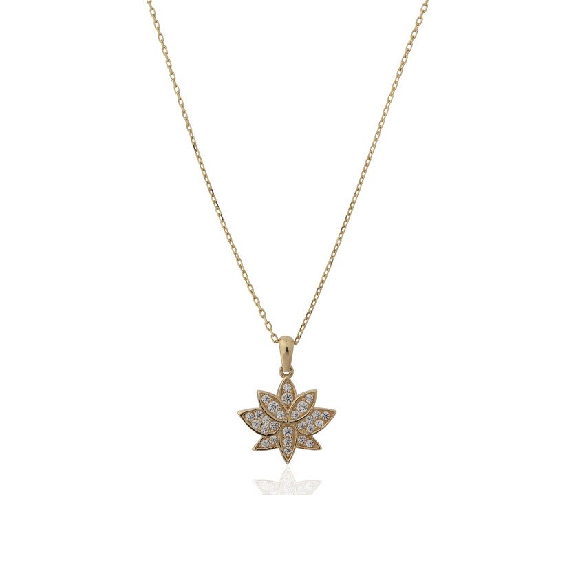 Taşlı Lotus Kolye