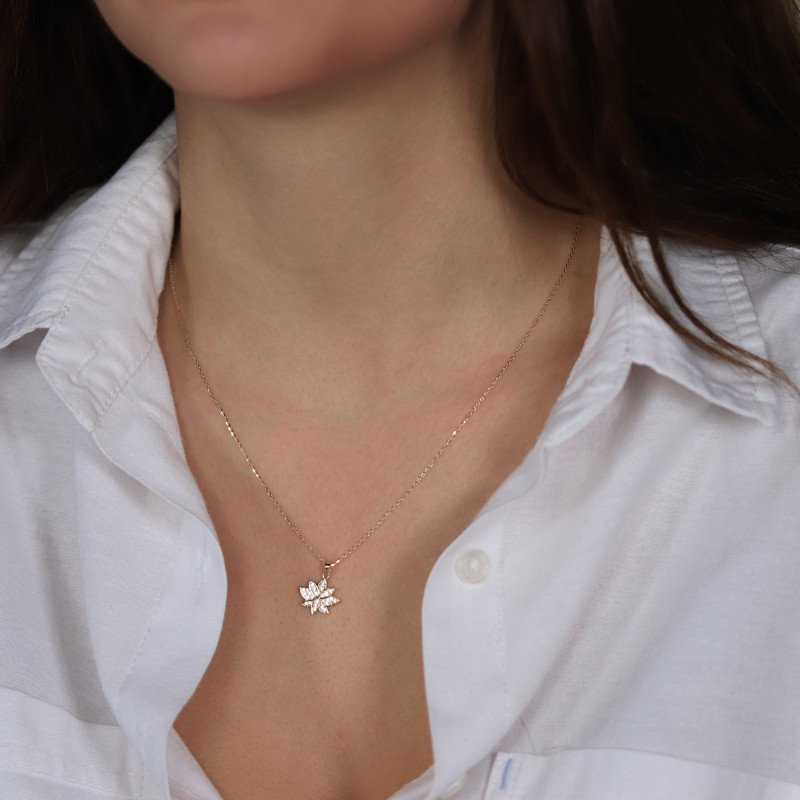Taşlı Lotus Kolye