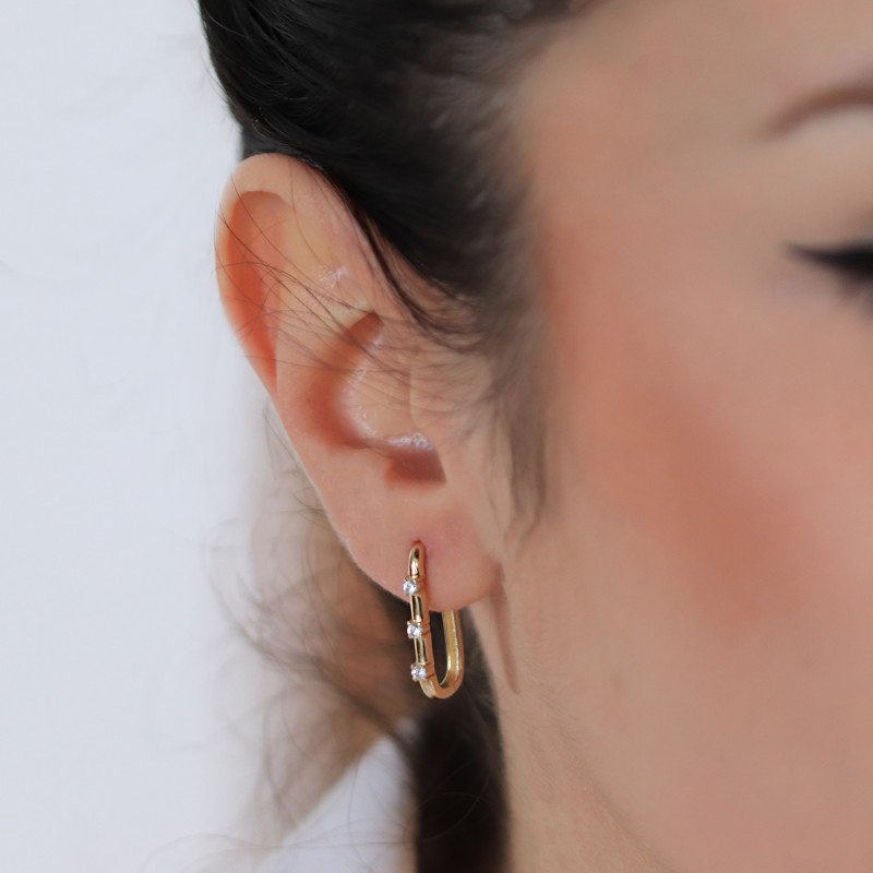 Mini Taşlı Ataç Küpe