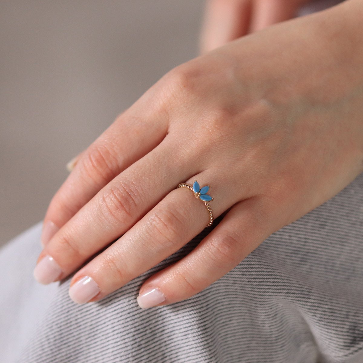 Firuze Lotus Yüzük