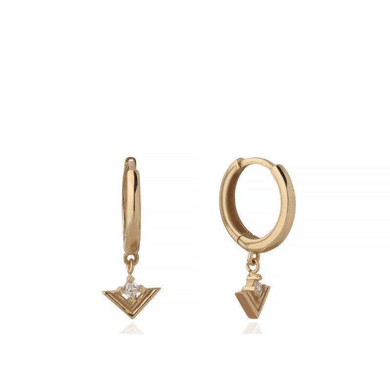 Taşlı Üçgen Küpe