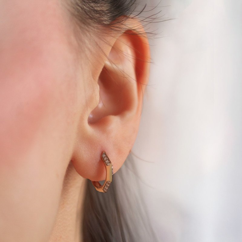 Taşlı Çokgen Küpe