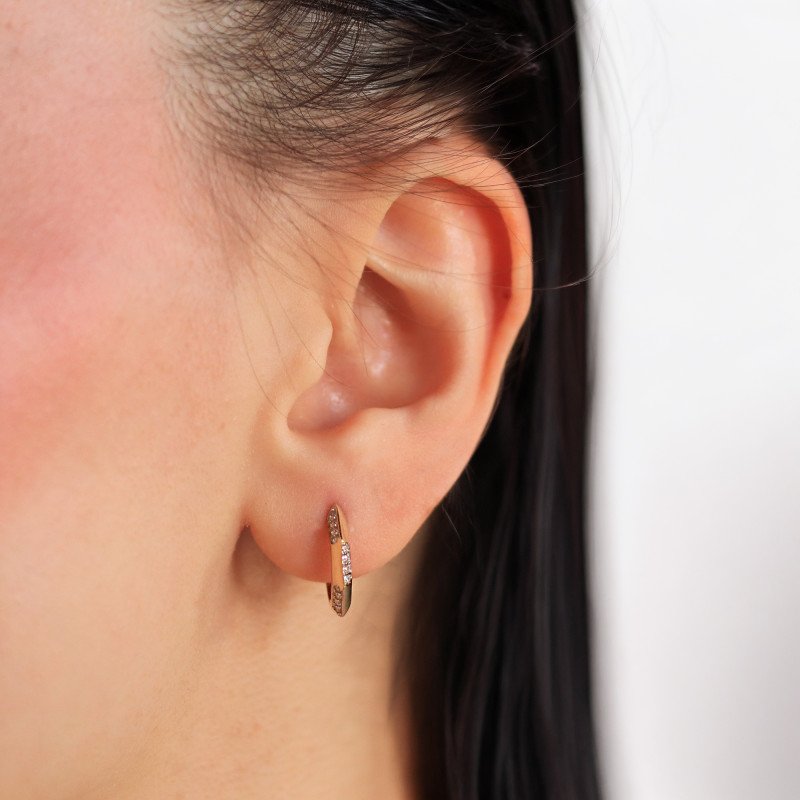 Taşlı Çokgen Küpe