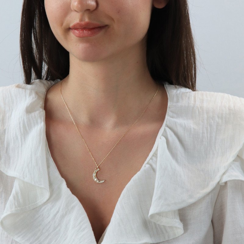 Taşlı Hilal Kolye