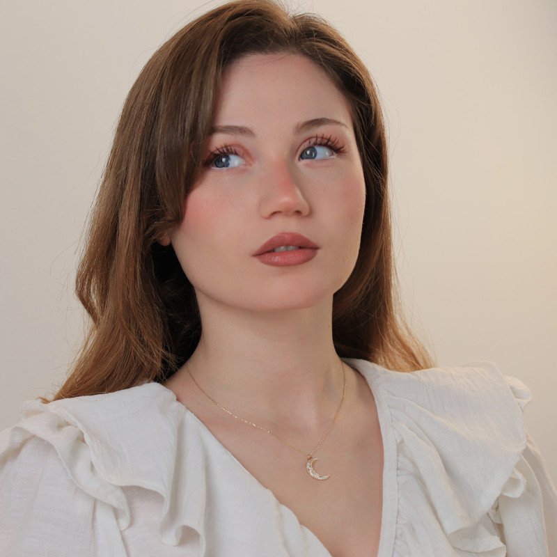 Taşlı Hilal Kolye