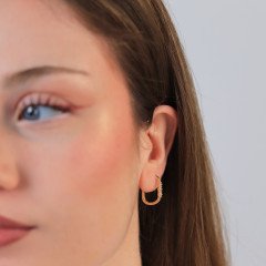 Üç Taş Elips Küpe