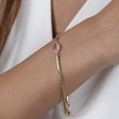 Pembe Taşlı Balık Sırtı Bileklik