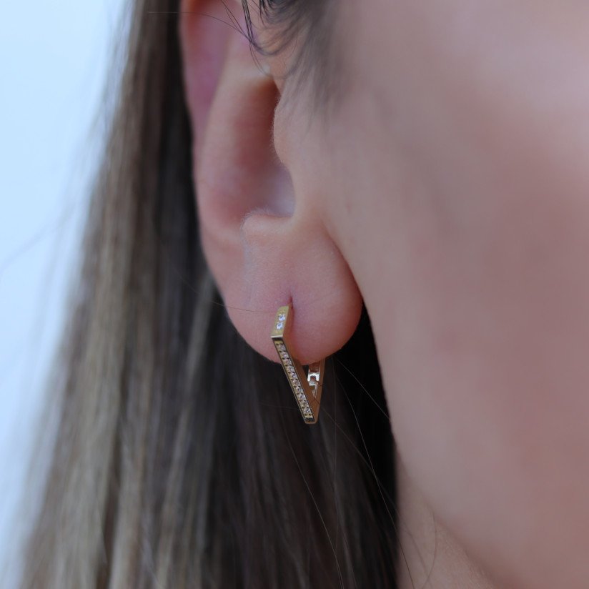 Stone Triangle Earrings