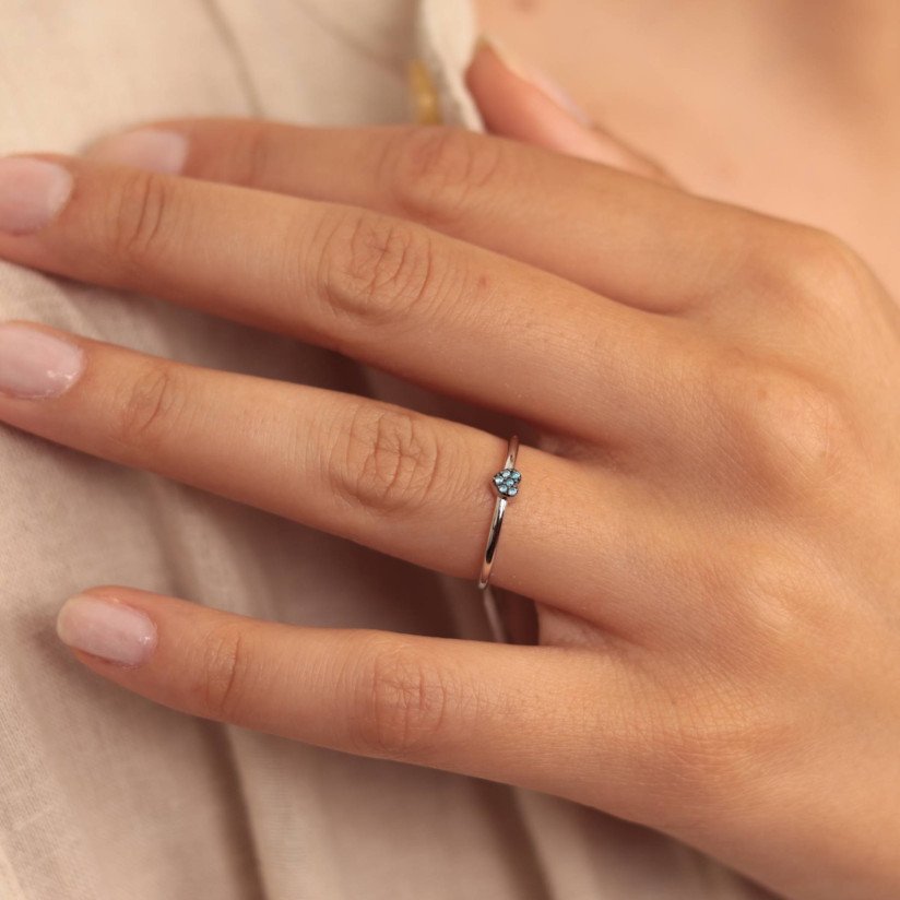 Mini Blue Heart Ring