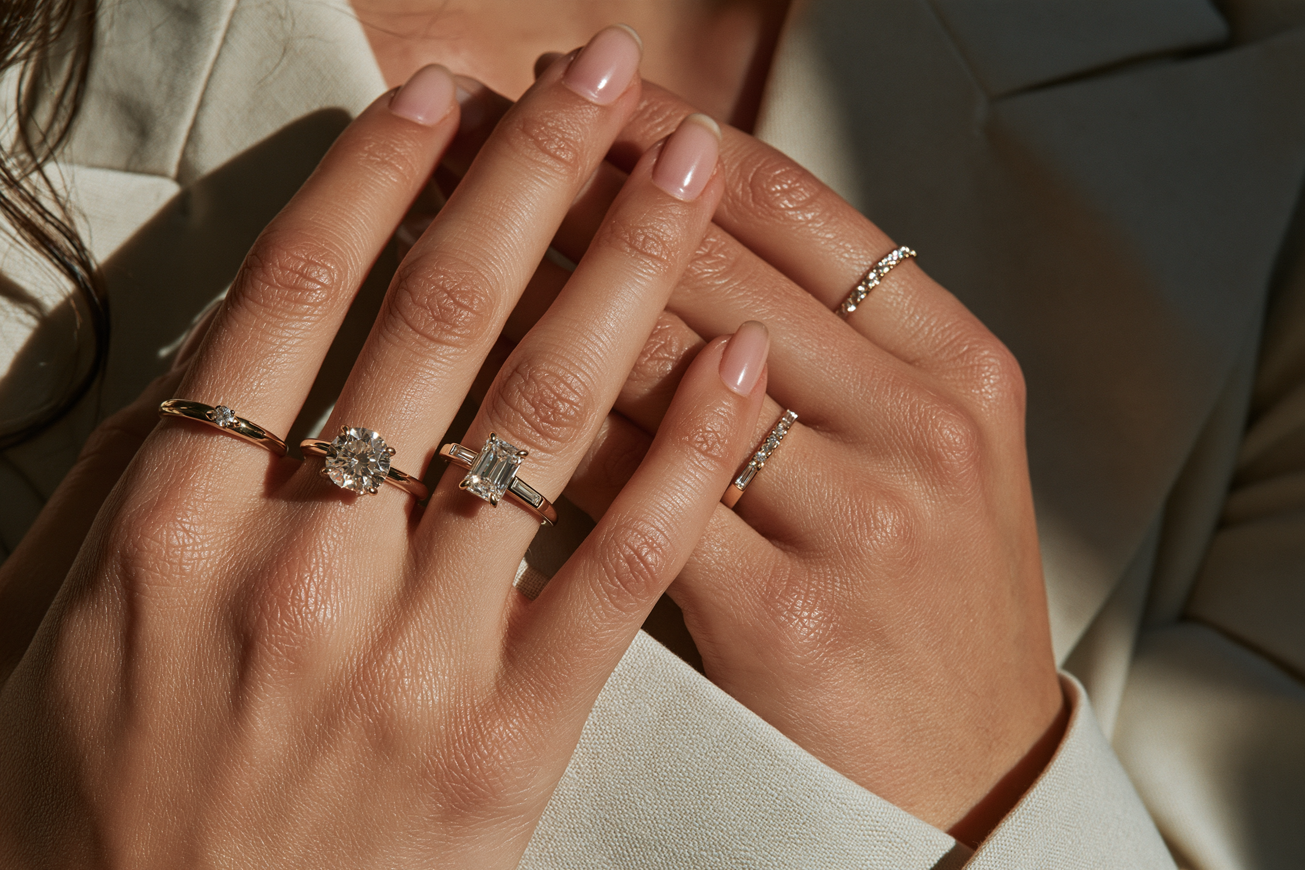 Classic solitaire, baguette and minimal stone-set engagement ring styles